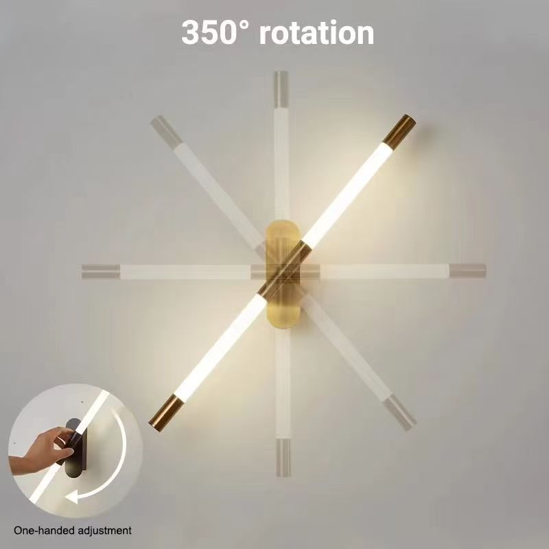 lámpara de pared larga minimalista lámpara de línea LED giratoria dormitorio cabezal de cama escalera sala de estar pared de fondo parrilla lámpara