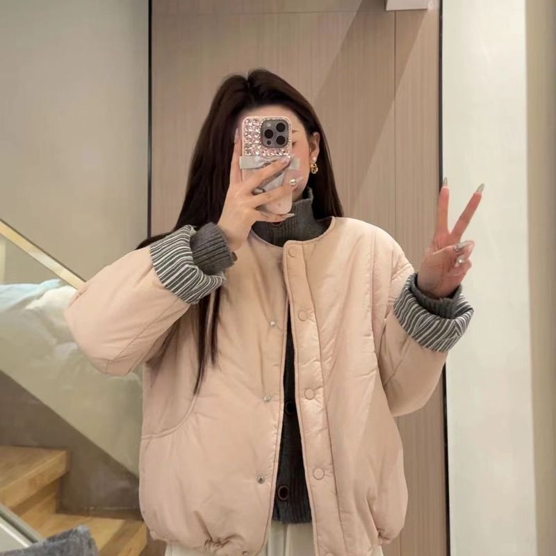 2025新款春秋韩版宽松百搭薄棉服外套女韩系小个子穿搭中厚上衣|undefined