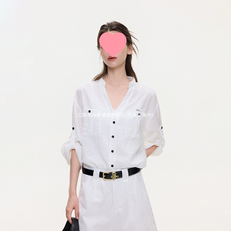 ikyou stylish design niche women's shirt, new summer loose-fitting, slimming, casual, breathable shirt jacket ikyou stylish design niche women's shirt, new summer loose-fitting, slimming, casual, breathable shirt jacket
