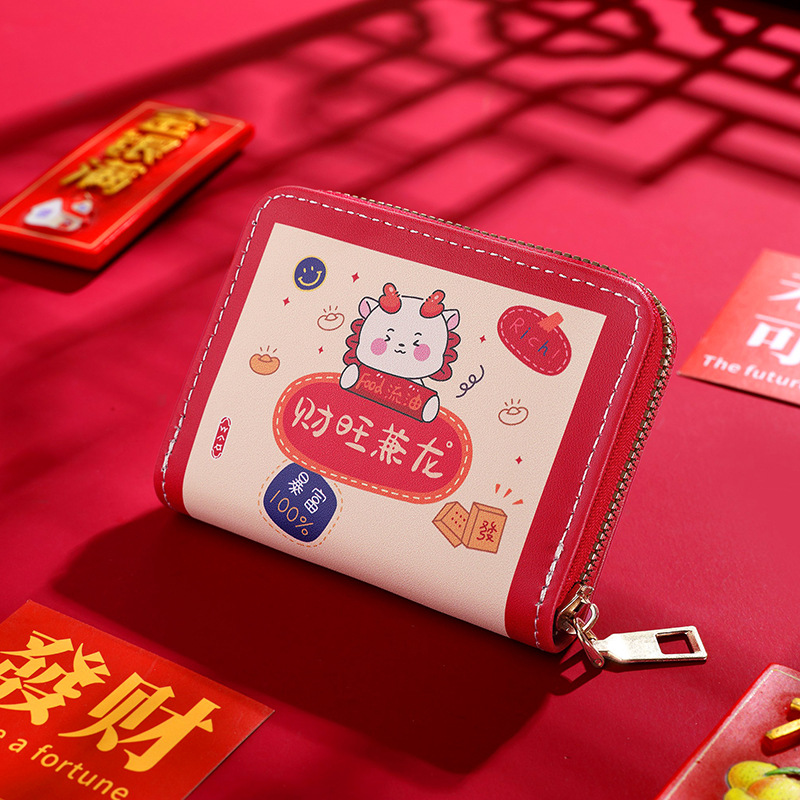 Titular de la tarjeta de dibujos animados lindo cremallera de las mujeres posición multi-tarjeta de gran capacidad anti-desgaussing titular de la tarjeta de los hombres pequeños titular de la tarjeta ultrafino