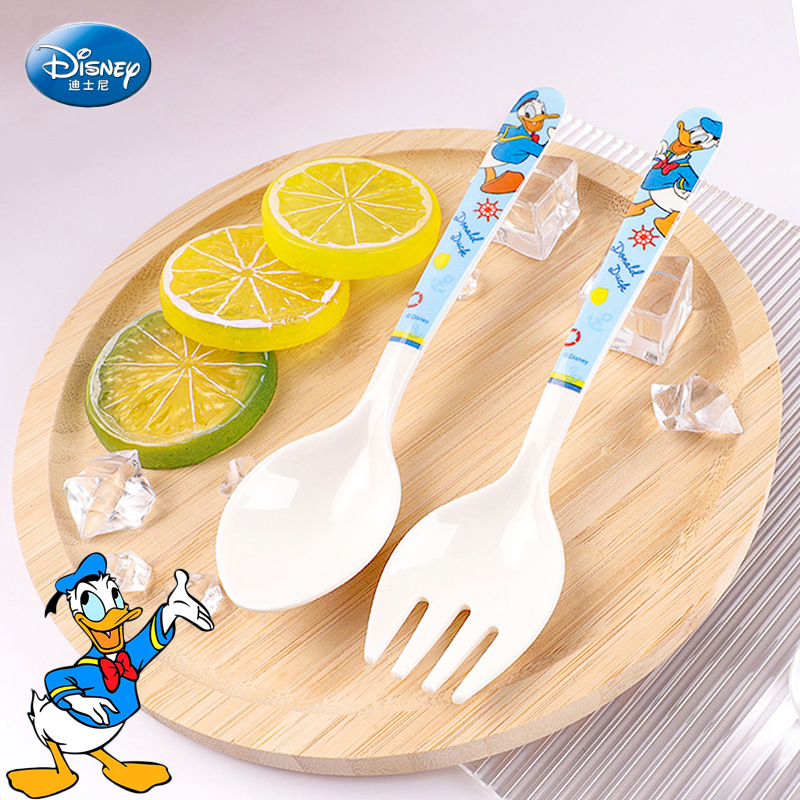 Disney Children's Tableware Baby Fork and Spoon Cartoon Large Feeding Spoon Food-Grade Melamine Spoon for Eating Soup