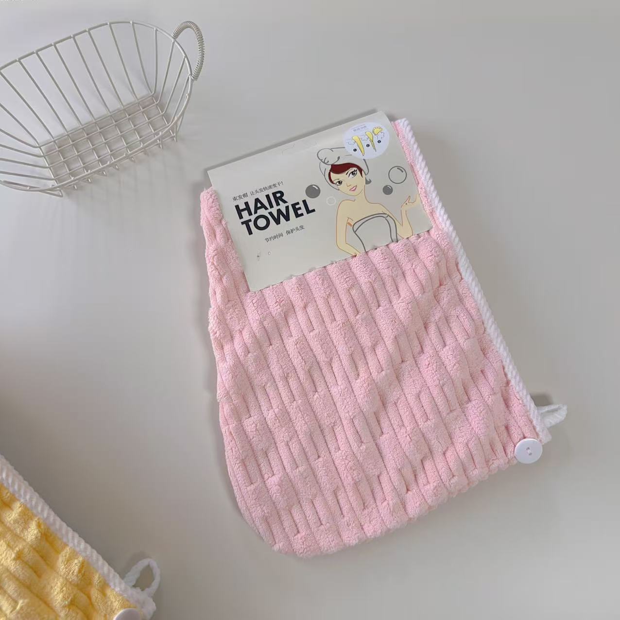 Fabricante de coral en stock simple sombrero de cabello seco para adultos suave absorción de agua bolsa de baño doméstica toallitas rápidas para secar el cabello