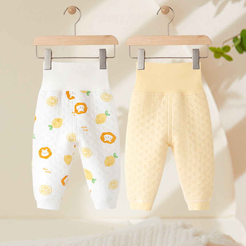 Children's Pants for Spring, Autumn, and Winter; Boys' Thermal Pants; Warm Baby Leggings; Cotton-Padded High-Waist Tummy-Protecting Pants for Girls
