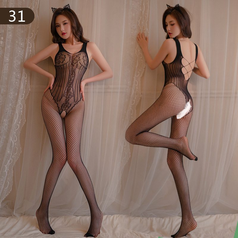 Lencería sexy traje de pasión para Mujer Transparente tentación sexy calcetines de malla de extremo abierto Ventas Directas entrega de una pieza