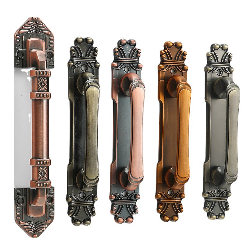 Дверная ручка в европейском стиле из antique brass, пара, скрытый монтаж, разные размеры (K390–K393)