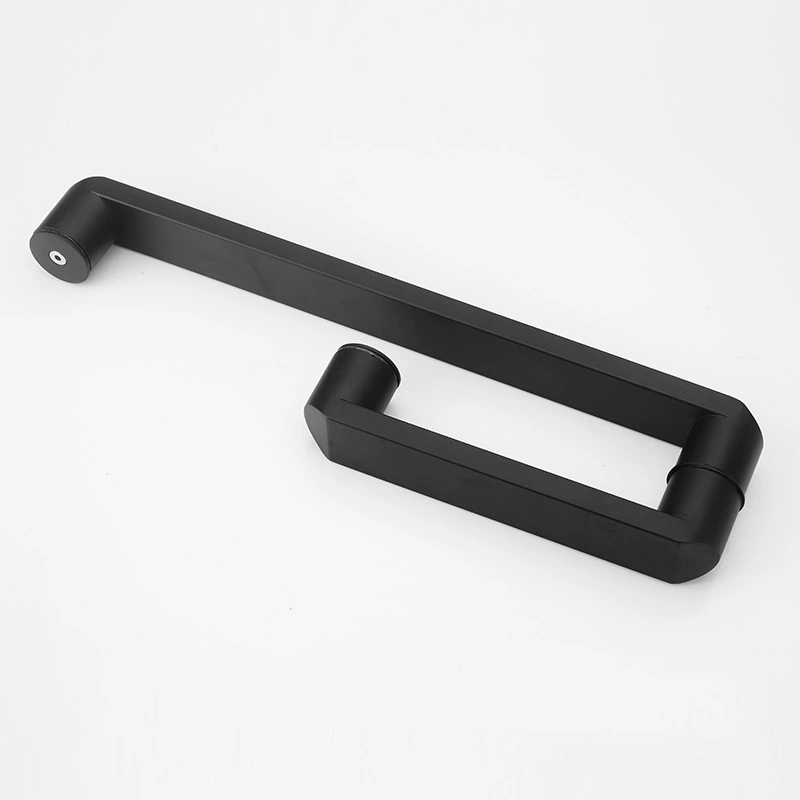 Customized stainless steel bathroom glass door square pipe pull hand black titanium goldless fingerprint glass door pull hand