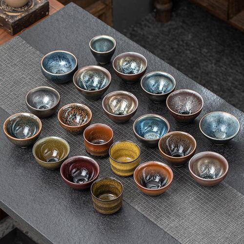Jianyang Jianzhan Ceramic Glaze Transformation Oil Drop Natural Iron Body Host Cup Gongfu Tea Cup Tea Tasting Cup Tea Set Tea Bowl Tea Vessel