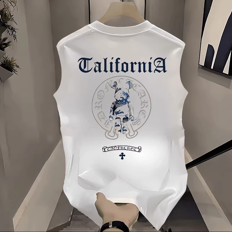 Foreign trade cross-border hot-selling vest, European style new trendy brand pure cotton vest, men's and women's fashion sleeveless T-shirt