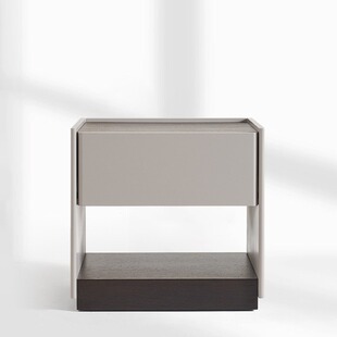 Italian minimalist bedside table designer hollow smoky bedside storage cabinet Nordic solid wood bedside table