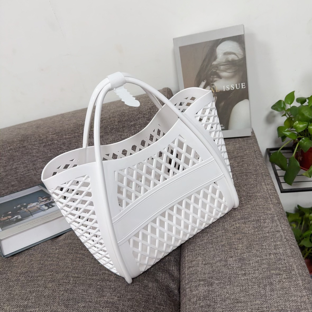 Jelly bag, handbag, silicone hollowed-out vegetable basket bag, picnic bag, shopping basket, PVC beach bag, washbasin basket, bath undefined