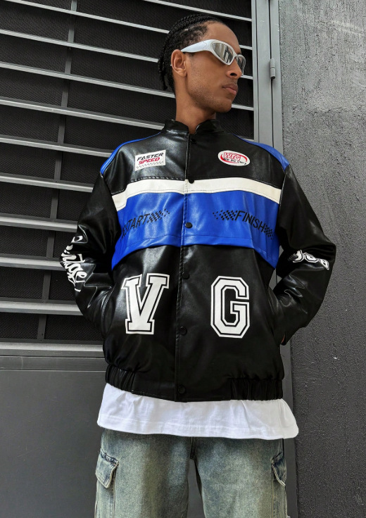 Autumn Winter Foreign Trade Cross-border European And American Clothing PU Leather Loose Coat Men's Street Racing Jacket_mkmklike.com