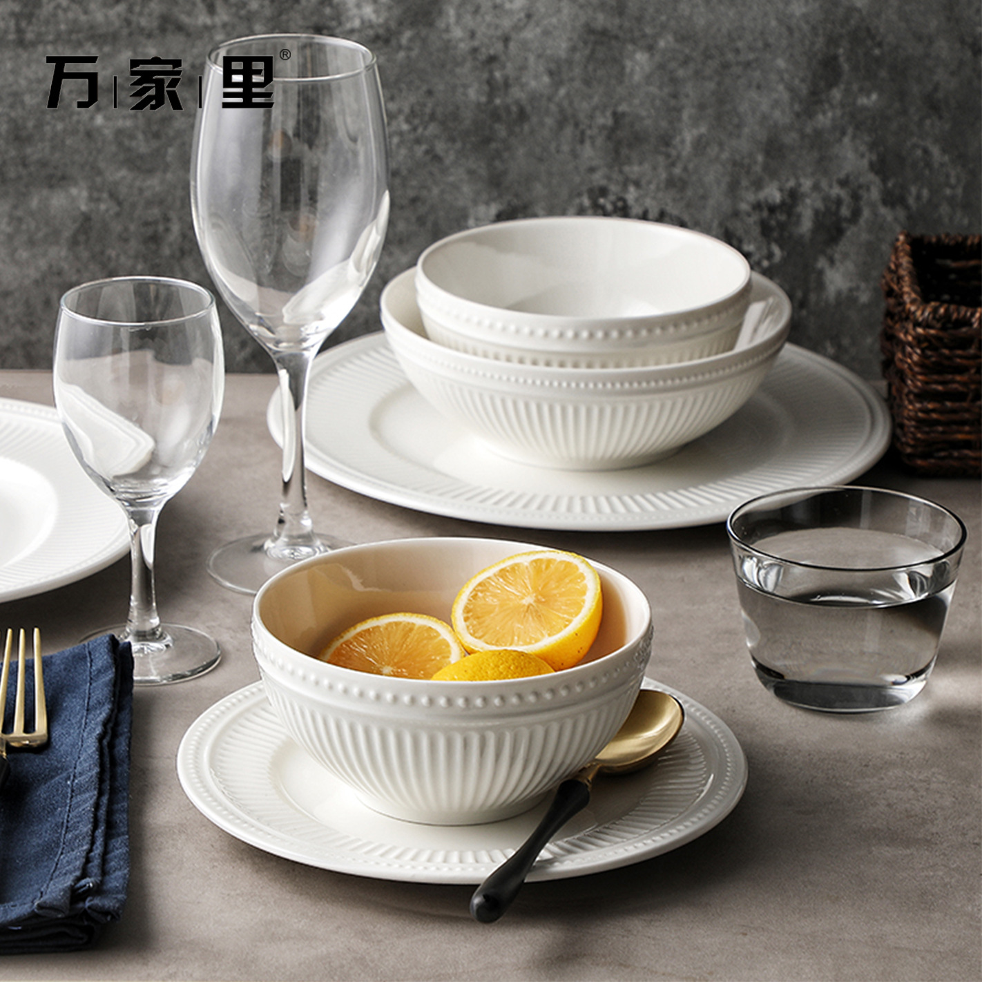 Conjunto de platos de cerámica de color sólido, tazón de arroz de cerámica doméstica, tazón de fideos, tazón de sopa, platos de verduras, platos creativos de comida occidental, platos de hotel, porcelana