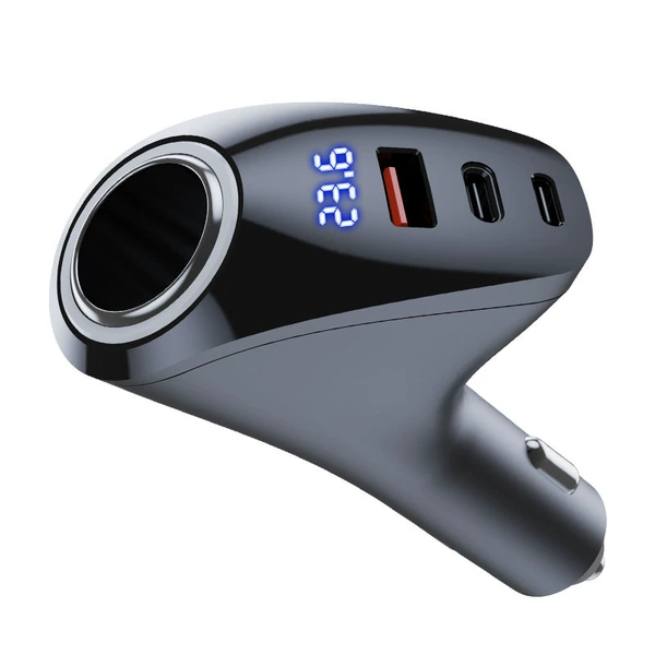 CCA with cigarette light hole Super fast charging Type-c+Type-c+USB (bare metal)