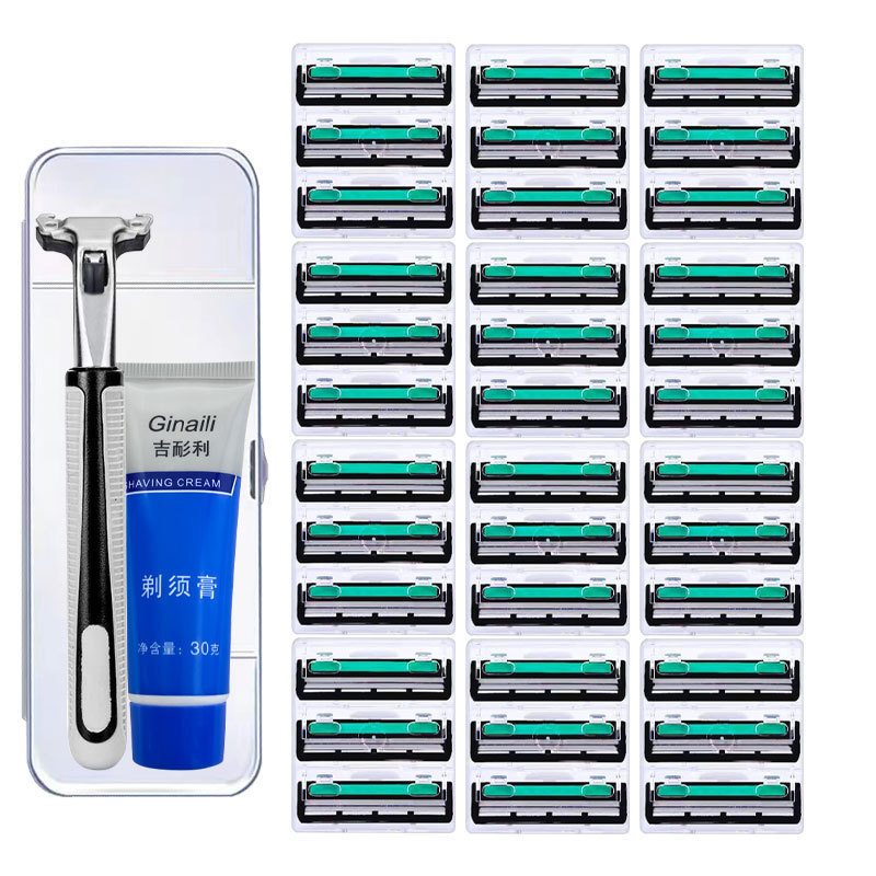 2-Layer Manual Razor Double-Layer Shaving Razor Men's Beard Razor Blade Head Razor Handle Beard Balm Comfortable Close Shave 2-Layer Manual Razor Double-Layer Shaving Razor Men's Beard Razor Blade Head Razor Handle Beard Balm Comfortable Close Shave