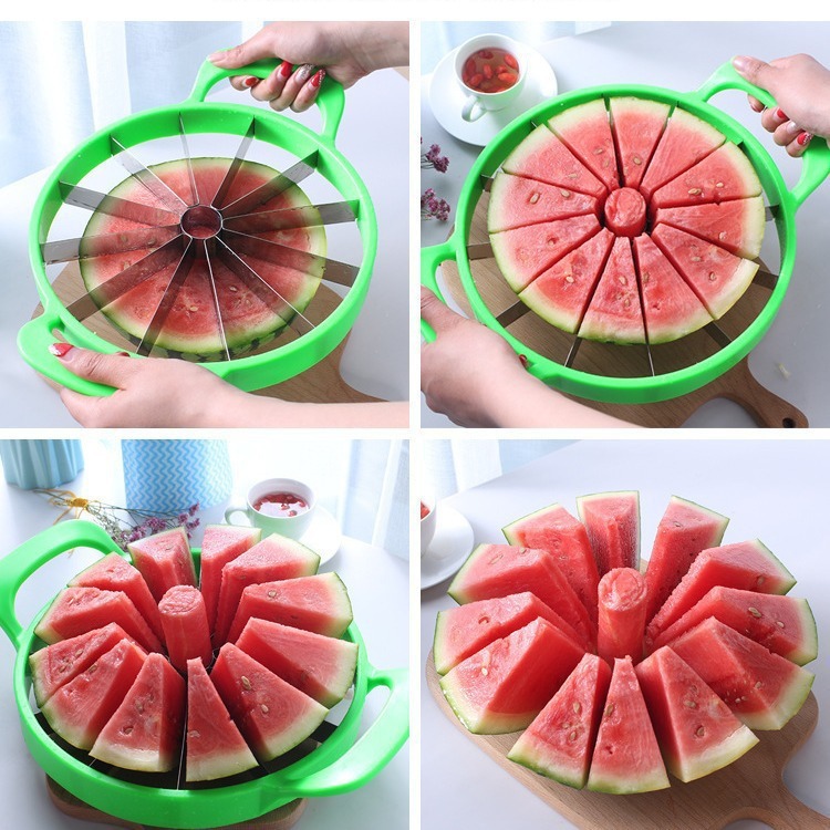 Cortar sandía, artefacto de manzana, cuchillo de fruta extra grande, separador de núcleos de acero inoxidable, cortador de melón multifuncional