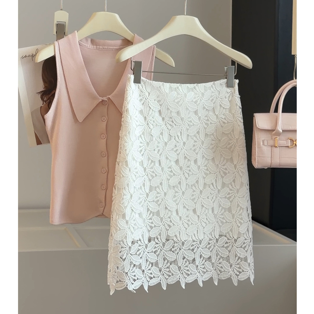 Women's Lace Embroidered Hollow out Midi Skirt High Waist Slimming Sexy A-Line Bodycon for Summer Versatile Fashionable Bottoms_ecoleips.com