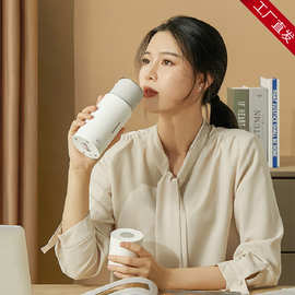 乐扣电热水杯小型便携式可烧水壶迷你旅行杯子自动电加热保温白色