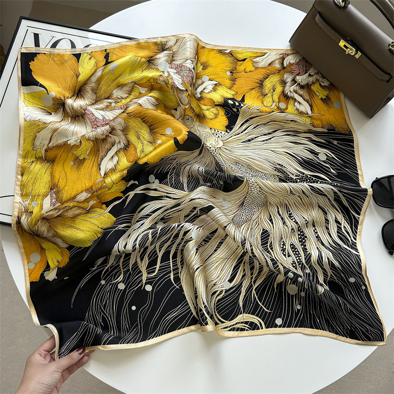 白黒の幾何学のストライプの韓国版の百合のシルクのスカーフの桑のシルクのスカーフの女性の春夏のファッションの薄いタイプのスカーフの贈り物