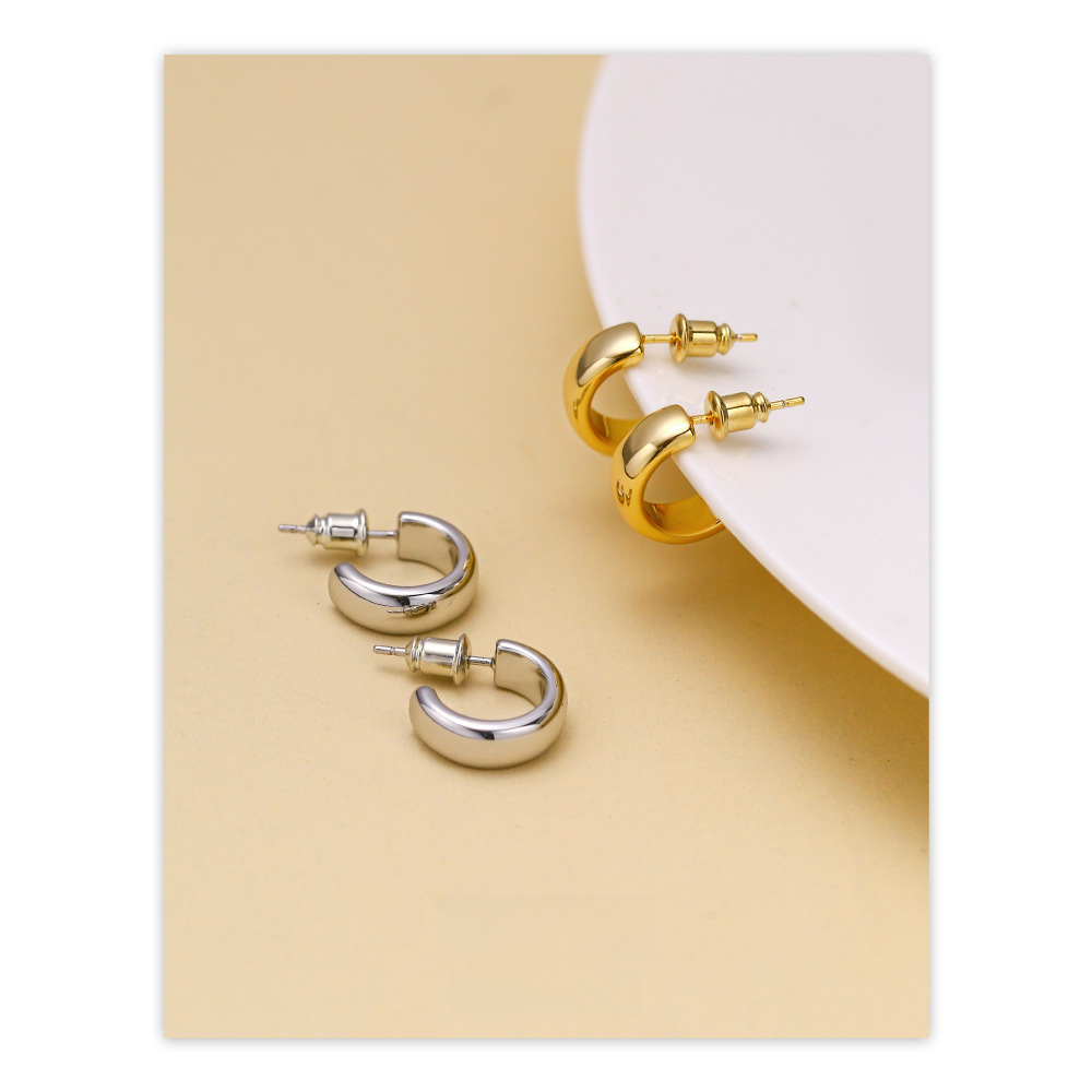 french-retro-factory-direct-925-silver-ear-ring-earrings-european-and-american-personality-elegant-c--type-plated-real-gold-copper-earrings