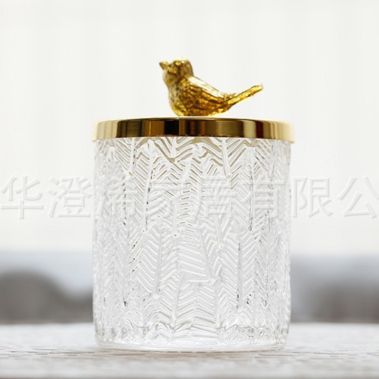 新工場直供高白金属蓋ガラスキャンディー缶家庭装飾収納缶綿棒筒化粧品箱|undefined