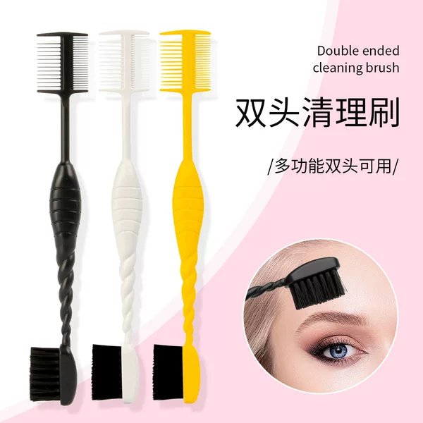 Dual-Purpose Double-Headed Cleaning Brush, Hair Edge Comb, Eyebrow Brush, Double-Headed Cleaning Brush, Hair Dye Highlighting Comb, Multi-Functional Cleaning Comb