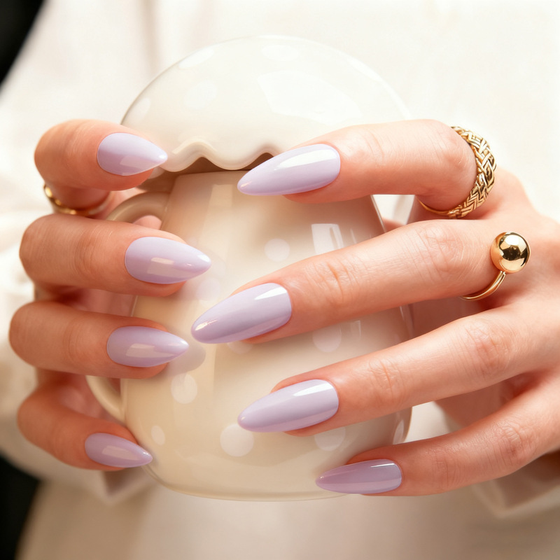 Cross-Border Best-Selling Manicure Nails, Simple Light Purple Fake Nails, Small Fresh Long Almond Nails, Wearable Nails Wholesale Cross-Border Best-Selling Manicure Nails, Simple Light Purple Fake Nails, Small Fresh Long Almond Nails, Wearable Nails Wholesale