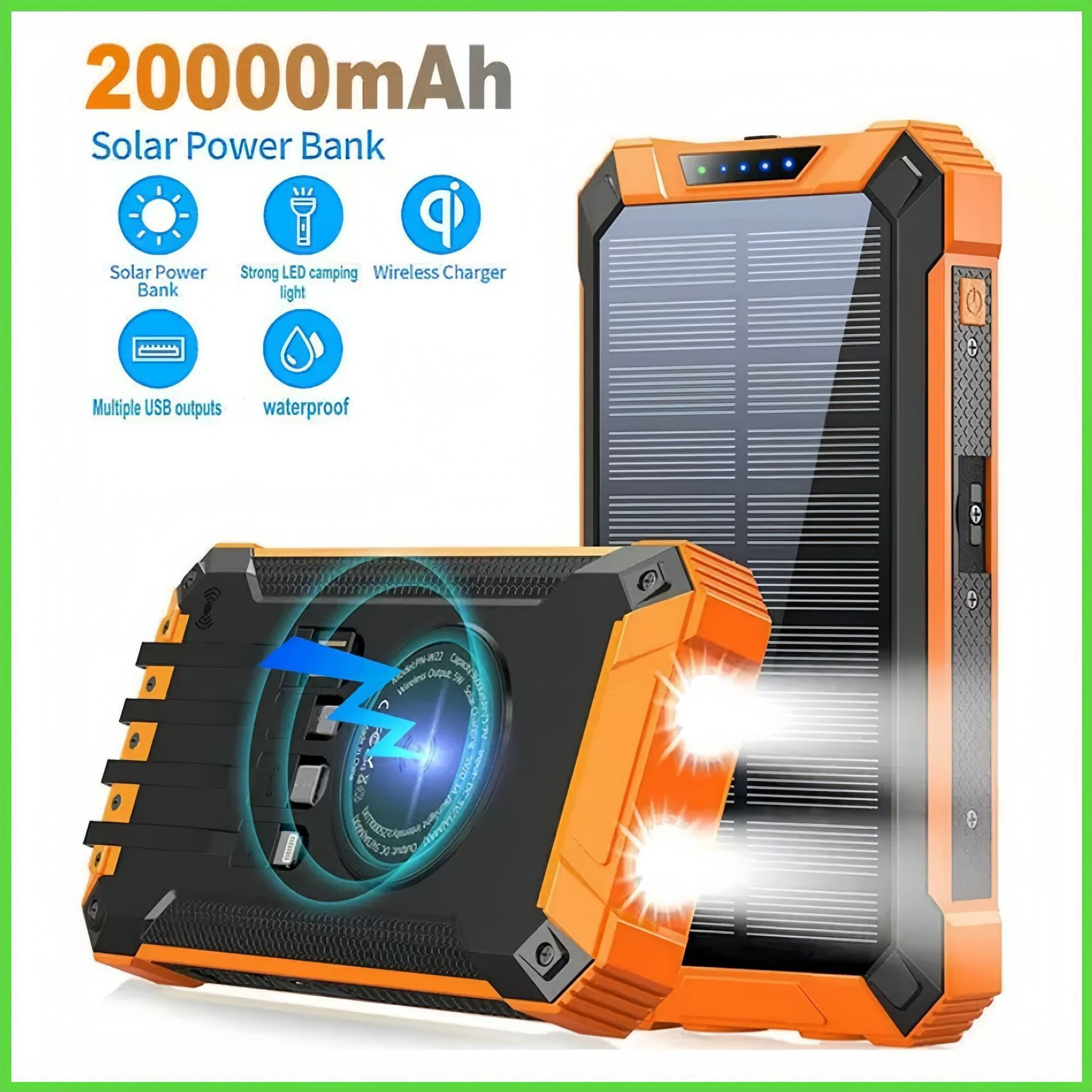 Cargador Solar Portátil Inalámbrico de 20000mAh de Plástico para Exteriores image 9