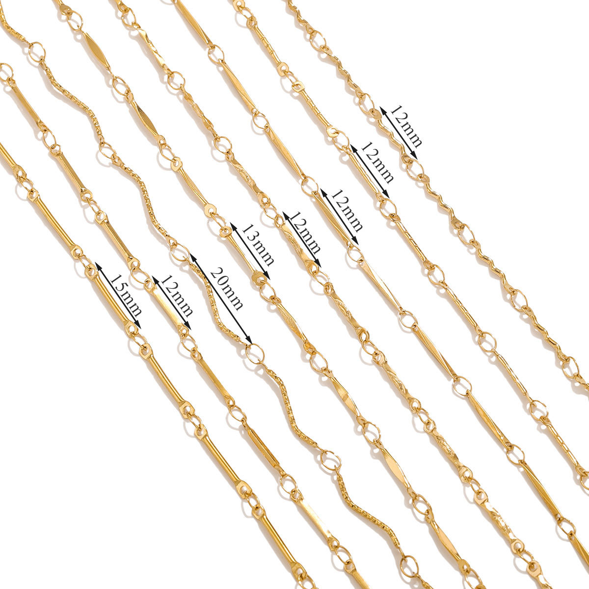 Accesorios de cadena de acero de titanio acero inoxidable galvanizado 18K oro palo S cadena no se desvanece en joyas de viento