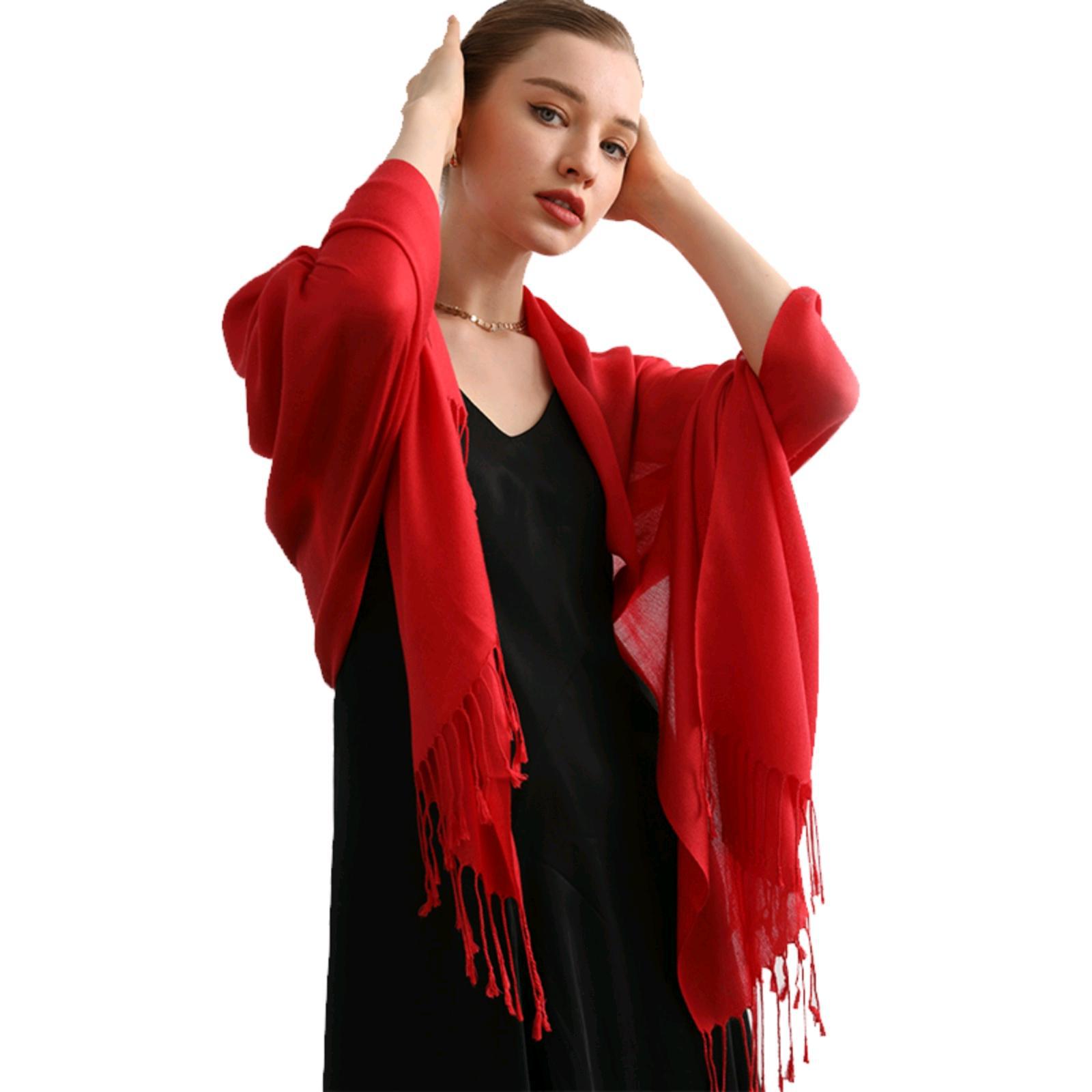 Chal de aire acondicionado de lana Decaijia para mujer, calidez de primavera y verano, bufanda de gama alta de color sólido de todo fósforo, bufanda de aire acondicionado de oficina