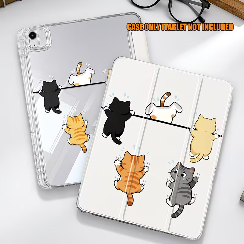 Cute Cat Climbing Wall Pattern Tablet Case for iPad 11th Generation A16 Protective Cover Air 11inch Cute Cat Climbing Wall Pattern Tablet Case for iPad 11th Generation A16 Protective Cover Air 11inch