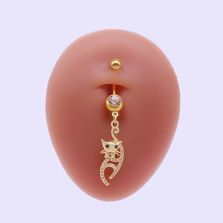 Heart Shaped Butterfly Belly Button Ring With Rhinestones_voghion.com