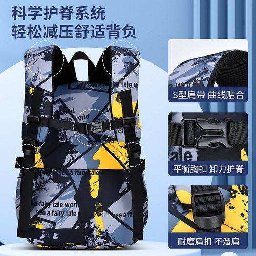 New Sesame Baby Elementary School School Bag Men's 1-3-6 Camouflage School Bag Children's Light Casual Backpack