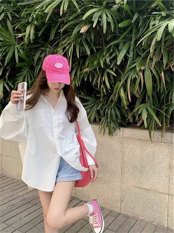 早春宽松白色衬衫薄款外套女夏季2025新款设计感小众防晒衬衣上衣|undefined