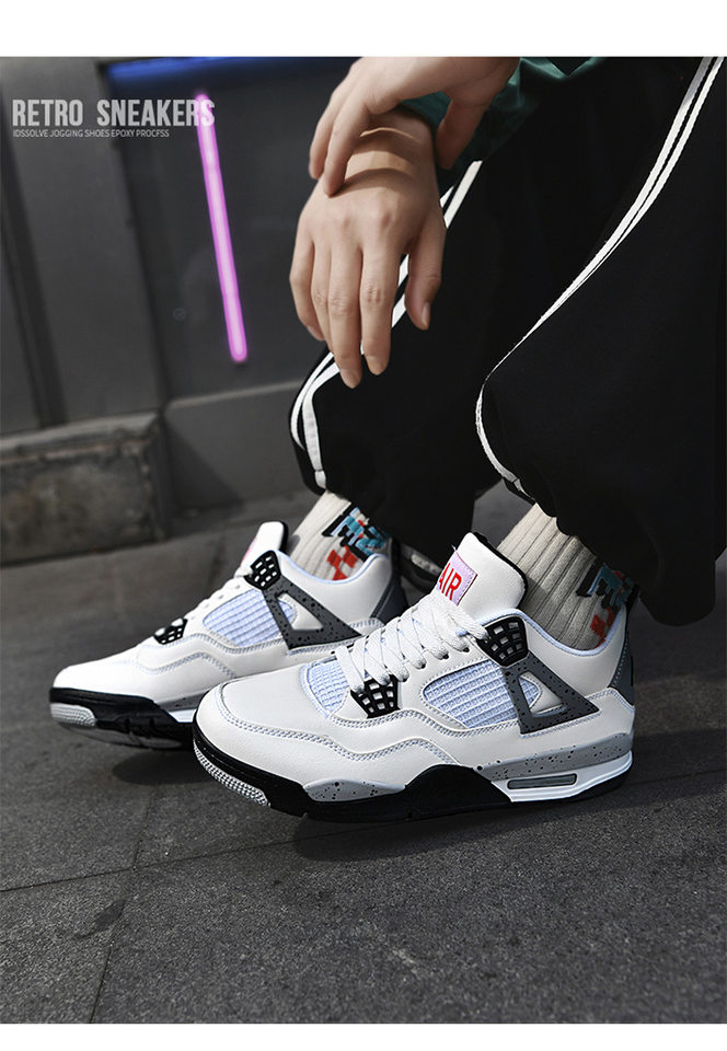 Giày sneaker thể thao cổ thấp đế dày chống trượt, thân da nhân tạo thoáng khí, dáng giày bóng rổ — Mẹ điện, Paris, thần sấm sét, xi măng trắng chi tiết 31