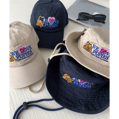 韓代小眾設計師款 可愛狗狗愛心字母刺繡棒球帽漁夫帽遮陽登山帽