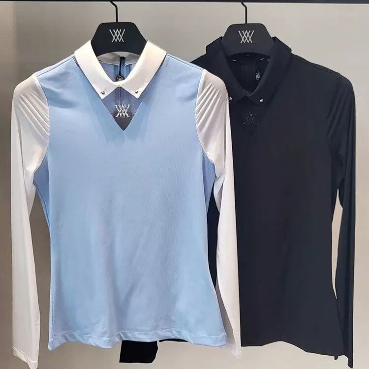 Spring and Summer Golf Women's Clothing, Comfortable Slim-Fit Long-Sleeved Tops, Knitwear with Ice Silk Sun Protection Sleeves Spring and Summer Golf Women's Clothing, Comfortable Slim-Fit Long-Sleeved Tops, Knitwear with Ice Silk Sun Protection Sleeves