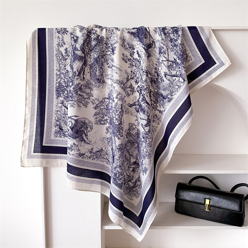 Summer Season Women's Vintage Style Printing Polyester Scarf Kerchief