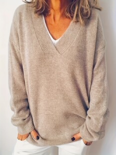 J 11037 V Neck Knit Sweater Long Sleeve ��ɫᘿ�ë�� ��