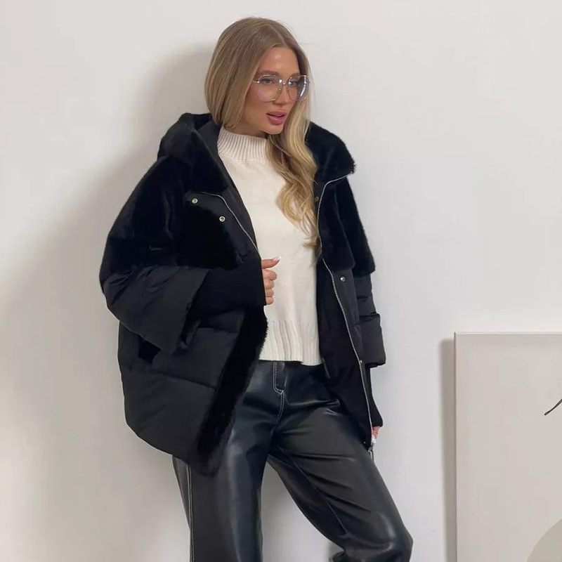 90% Duck down European and American Cross-Border Women's Clothing 2025 Autumn and Winter New Hooded Design Fashionable Russian Short down Jacket