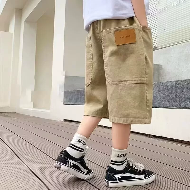 Summer trousers for boys, children's thin shorts, for teenagers, loose fit, western style