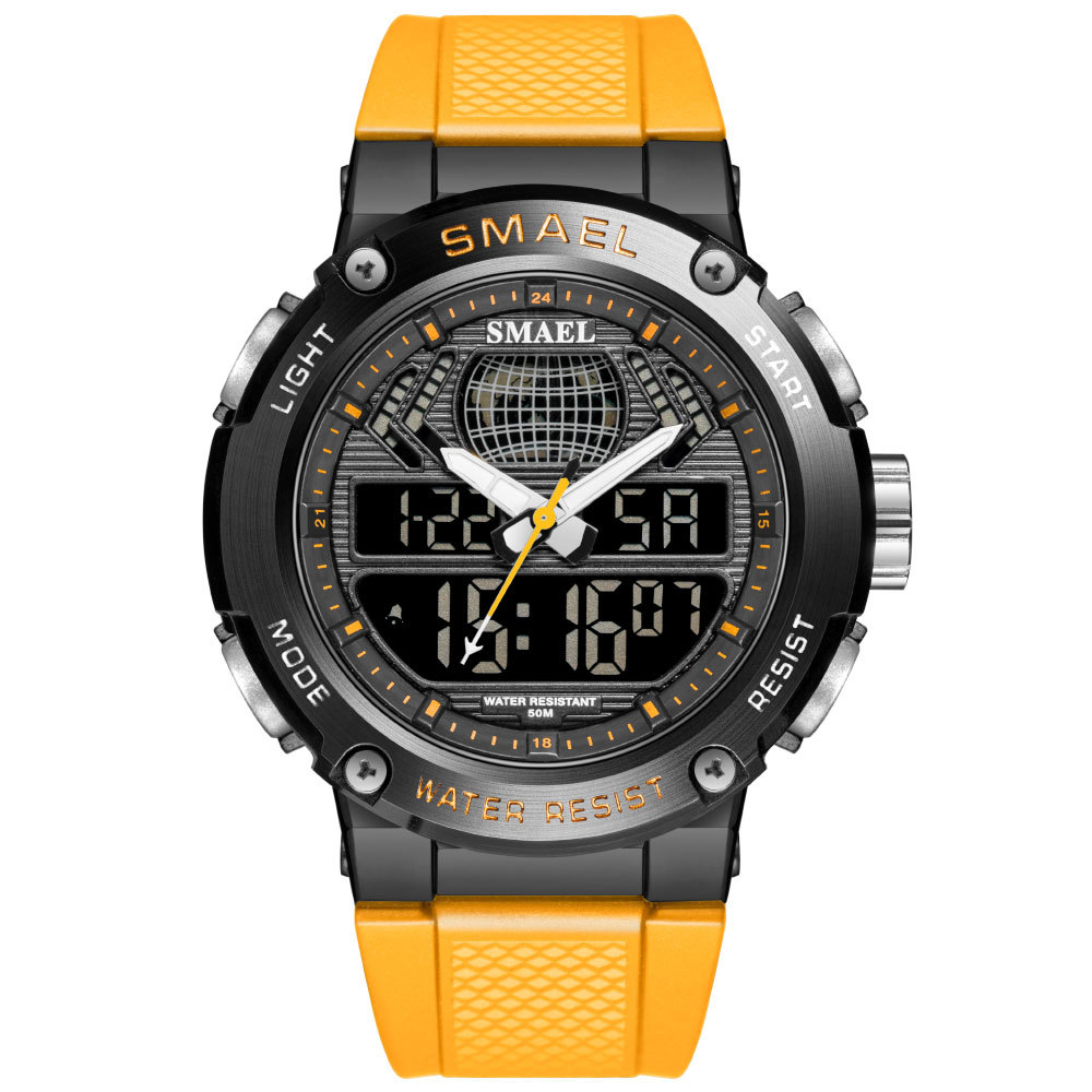 Smair SMAEL8032 moda deportes impermeable reloj doble pantalla reloj de los hombres sincronización alarma LED reloj electrónico