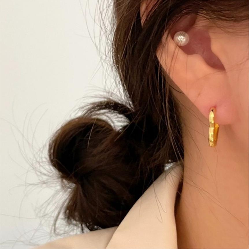 Daily Occasion 1 Pair 18K Gold Plated 925 Sterling Silver 925 Sterling Silver Earrings Heart Shape Earrings
