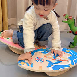 幼儿童早教益智感统训练平衡跷跷板瑜伽板海豚多功能弯曲运动游戏