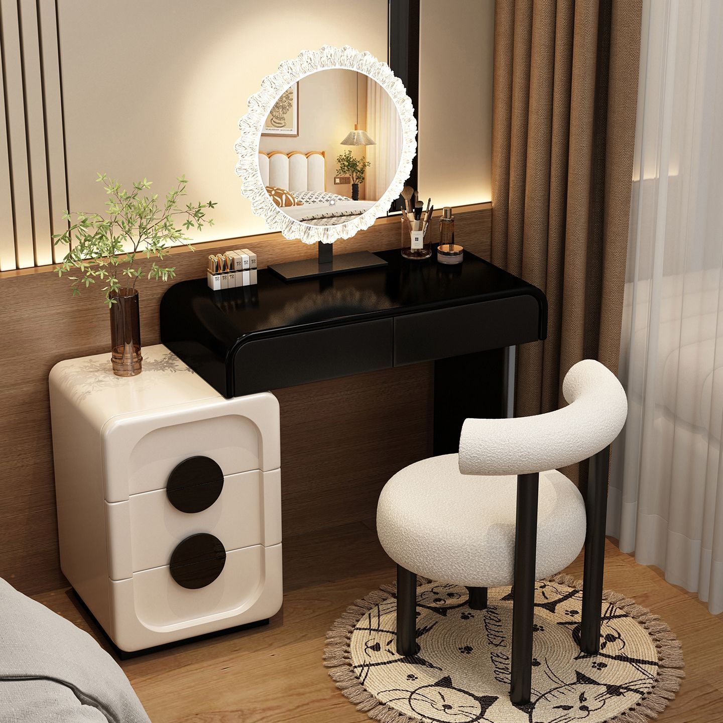 Small Apartment Solid Wood Painted Dressing Table Bedroom Modern Simple Makeup Table 60cm Accessible Luxury New Makeup Table