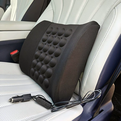 for Home and Car, Microfiber — Waist support - birds-eye-cloth-black-with-12v-electric