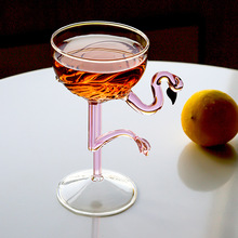 创意高颜值火烈鸟玻璃高脚杯香槟酒杯粉红色葡萄酒红酒杯鸡尾酒杯