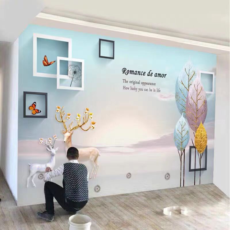 3d北欧电视背景墙布5d网红客厅卧室装饰墙画8d立体现代影视墙壁纸|undefined
