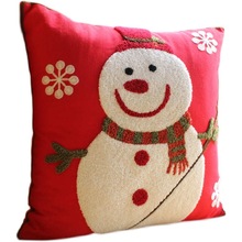 2U8K美式刺绣花靠垫套不含芯红色圣诞节抱枕套客厅沙发喜庆靠垫外