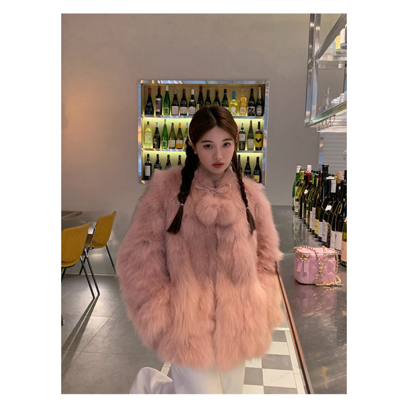가을과 겨울 새로운 모조 여우 모피 코트 다재다능한 토카 짧은 모피 젊은 패션 슬림 윈드브레이커