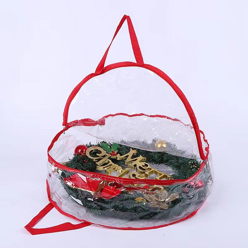 Venta directa de fábrica de comercio electrónico transfronterizo PVC totalmente transparente corona de Navidad bolsa de almacenamiento con cremallera bolsa de almacenamiento de anillo de Navidad en stock image 10